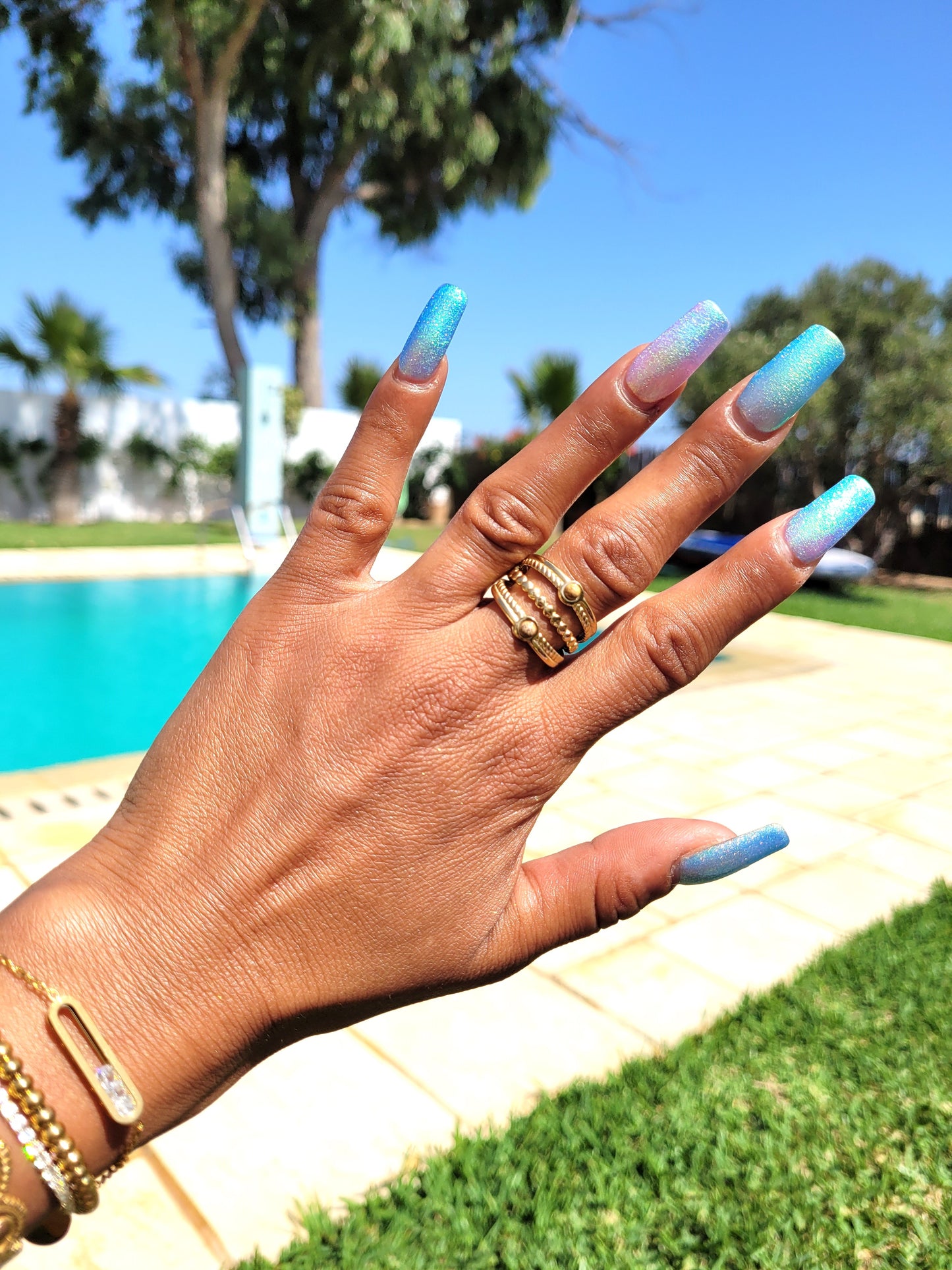 BAGUE HOURIA BEIGE MARBRE