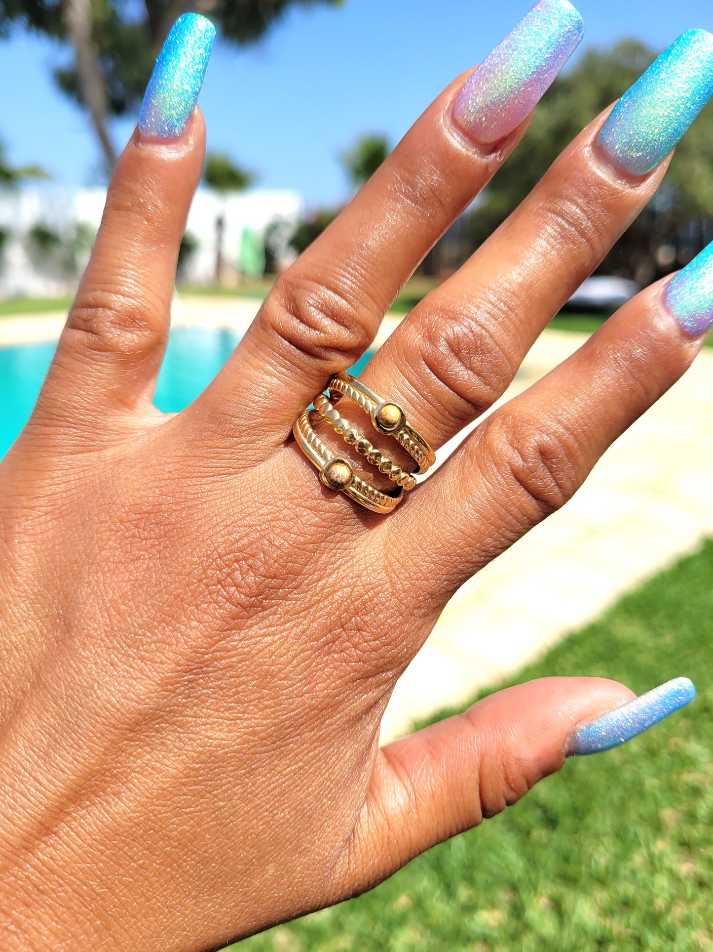 BAGUE HOURIA BEIGE MARBRE