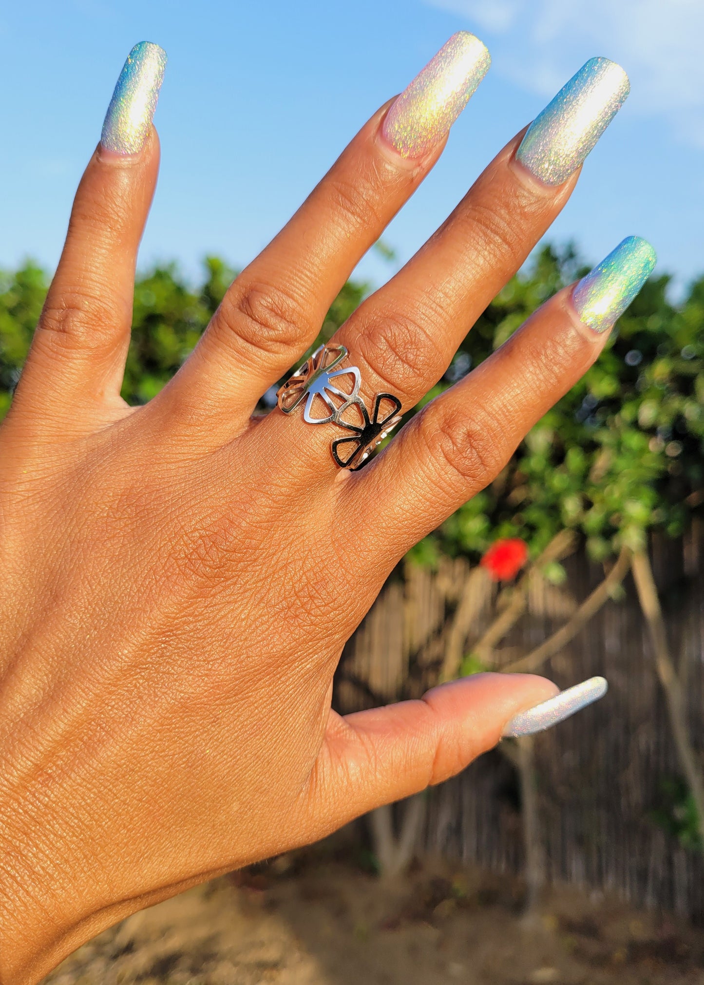 BAGUE FLOWER SILVER