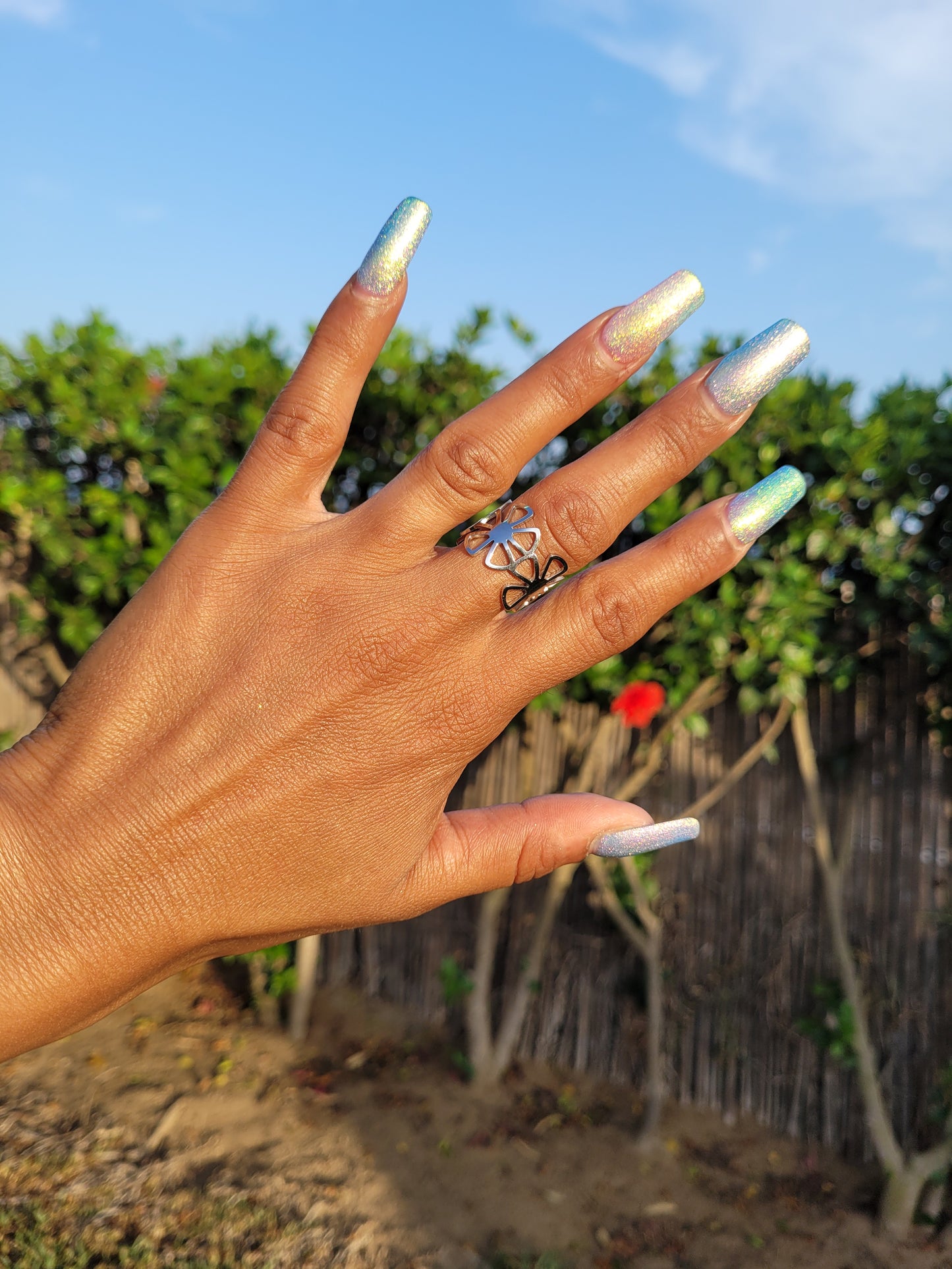 BAGUE FLOWER SILVER