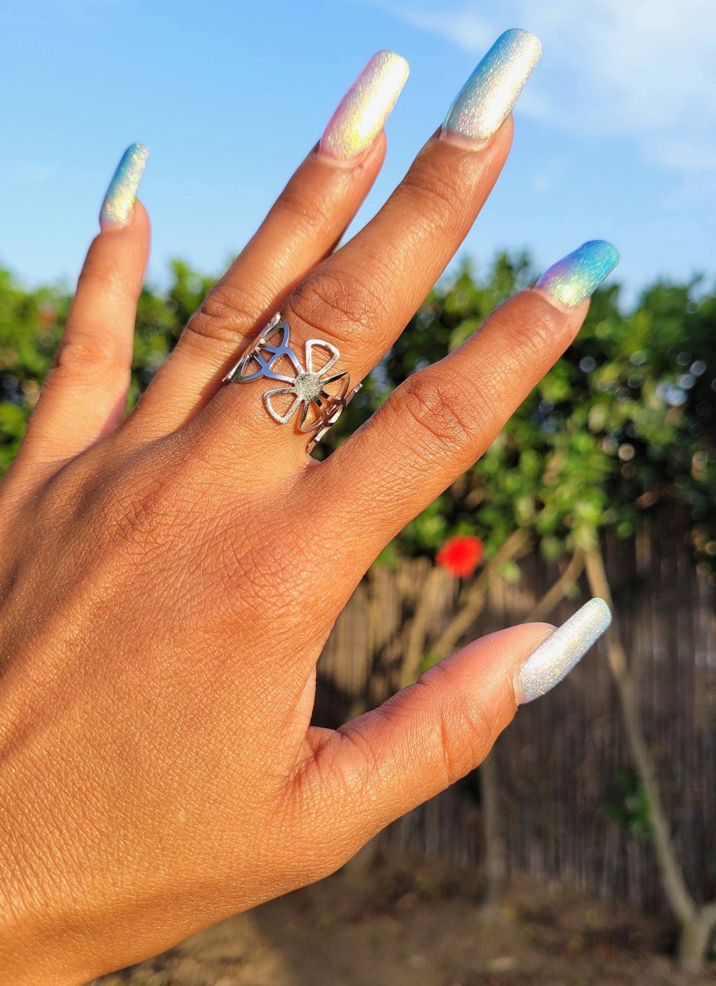 BAGUE FLOWER SILVER