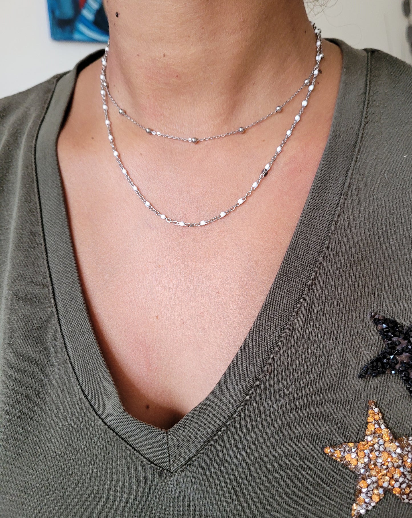 COLLIER PERLA BLANC SILVER