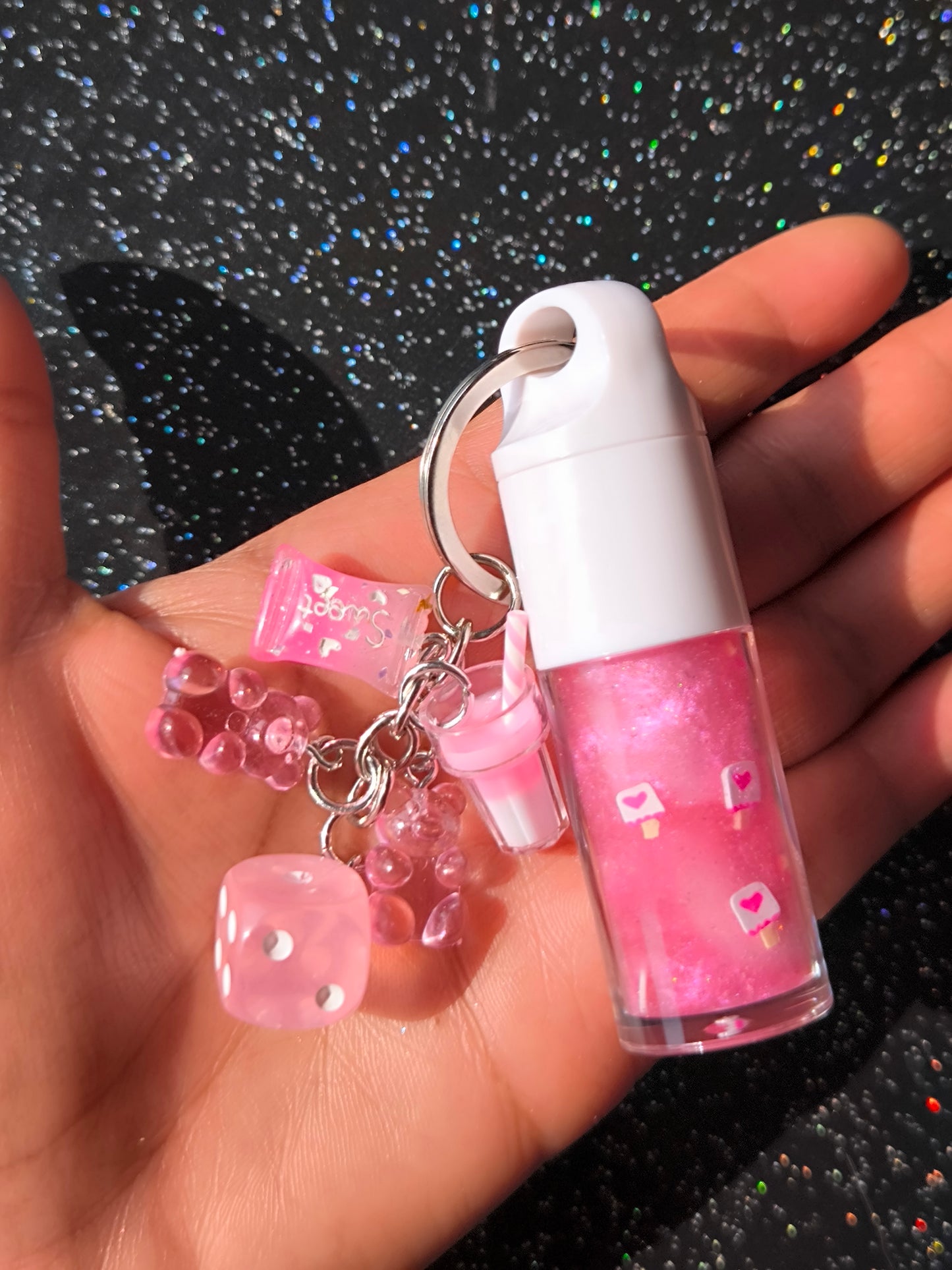 PORTE CLÉ GLOSS PINK HOLO BIRTHDAY CAKE 🍰