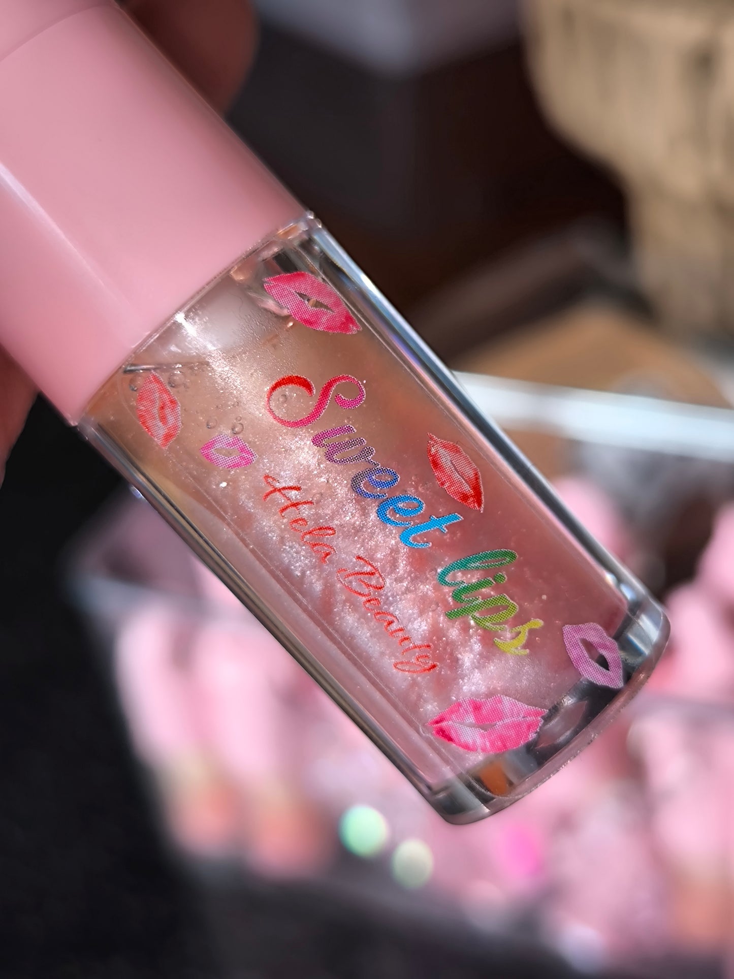 PORTE CLÉ HUILE À LÈVRES SCINTILLANTE PASTÈQUE 🍉 SUCETTE 🍭