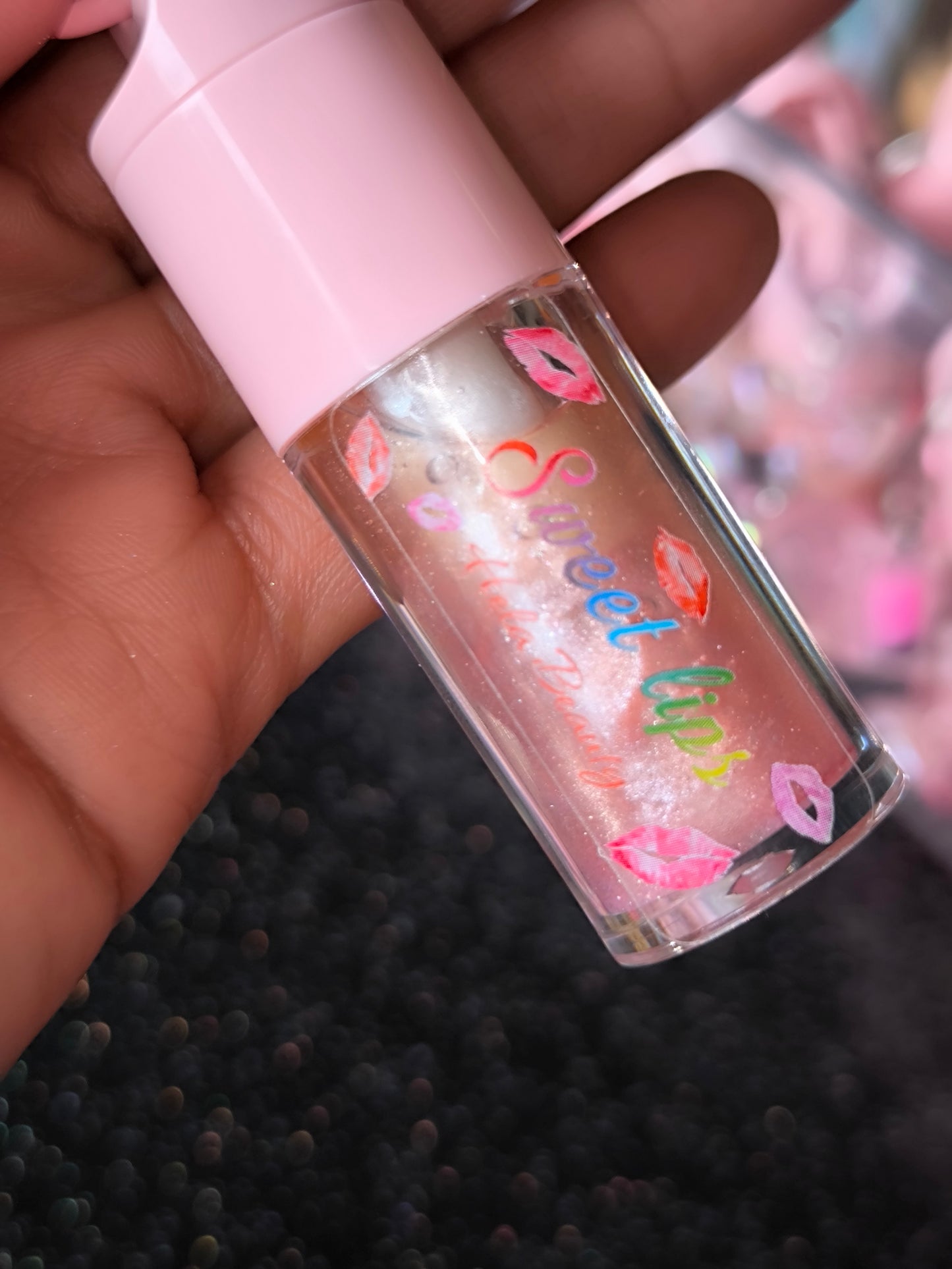 PORTE CLÉ HUILE À LÈVRES SCINTILLANTE PASTÈQUE 🍉 SUCETTE 🍭