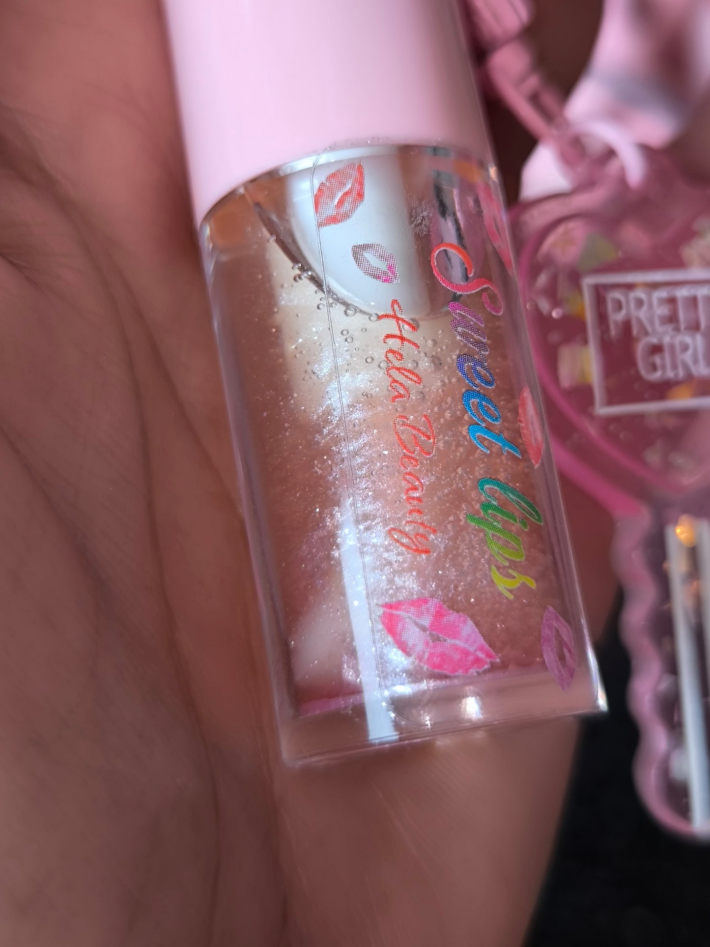 PORTE CLÉ HUILE À LÈVRES SCINTILLANTE PASTÈQUE KEYCHAIN 🍉