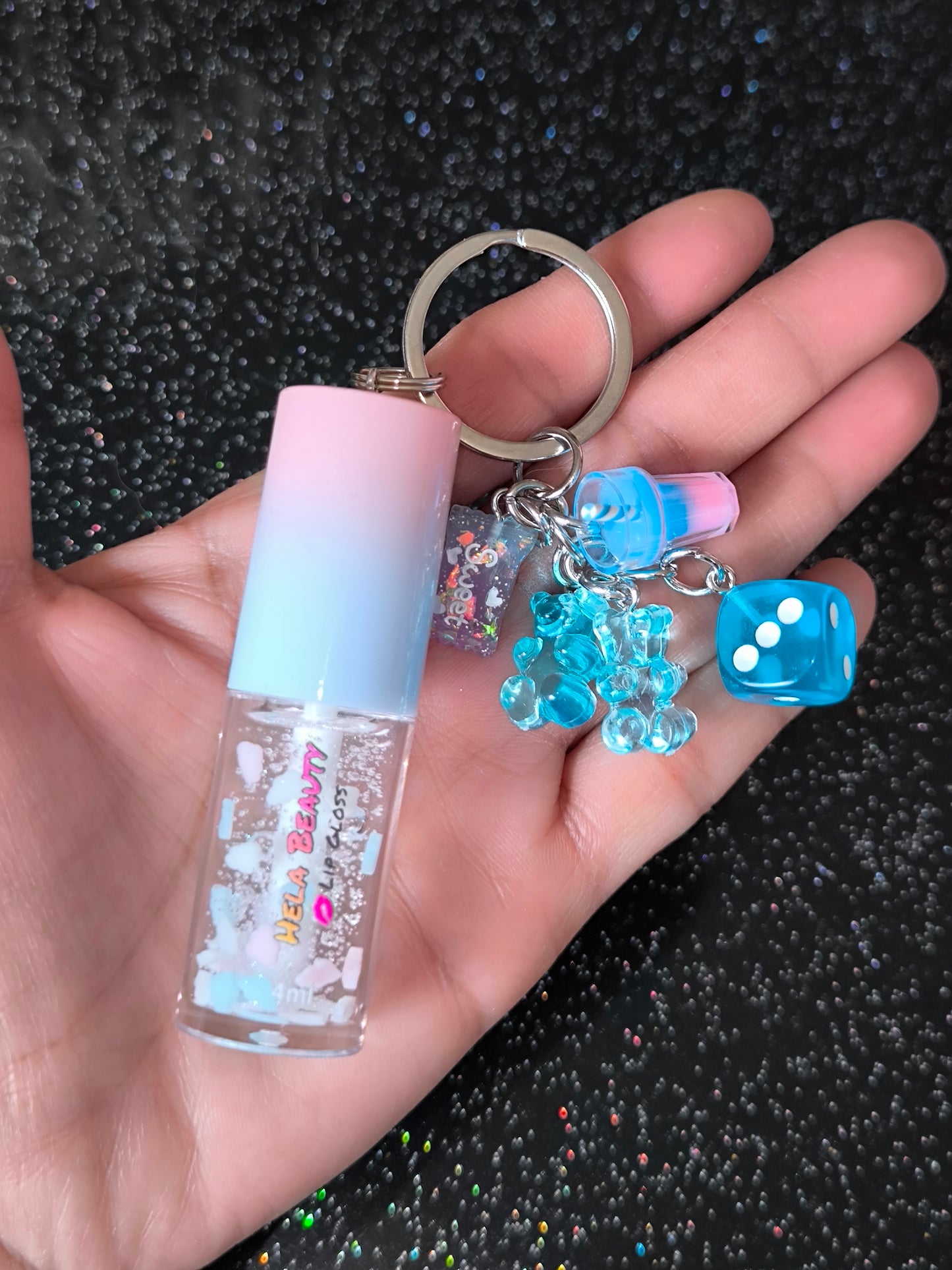 PORTE CLÉ GLOSS PINK & BLUE (1) - HELA BEAUTY