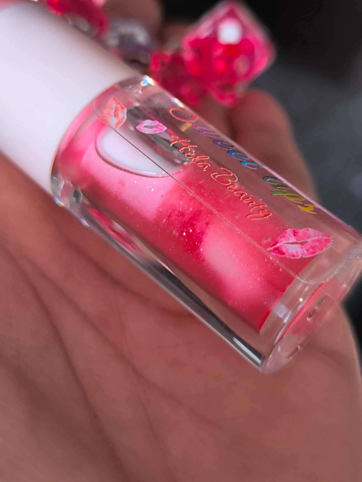 PORTE CLÉ HUILE À LÈVRES SCINTILLANTE FRAISE 🍓 (2)