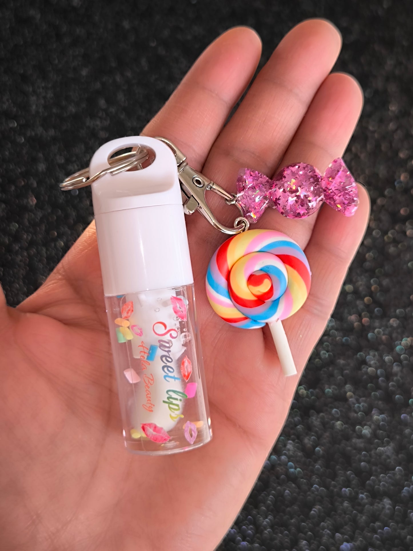 PORTE CLÉ GLOSS CONFETTIS SUCETTE