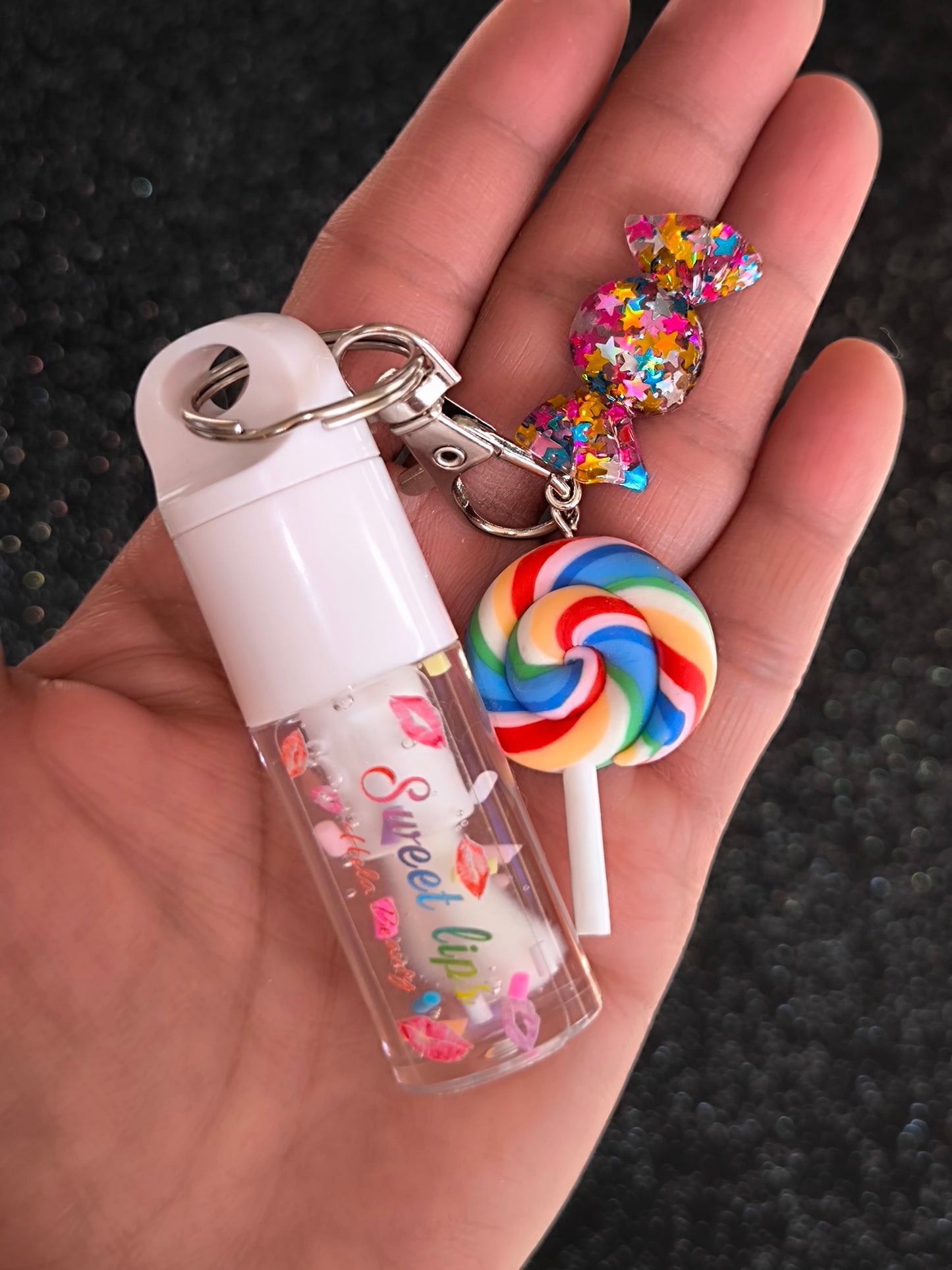 PORTE CLÉ GLOSS CONFETTIS SUCETTE