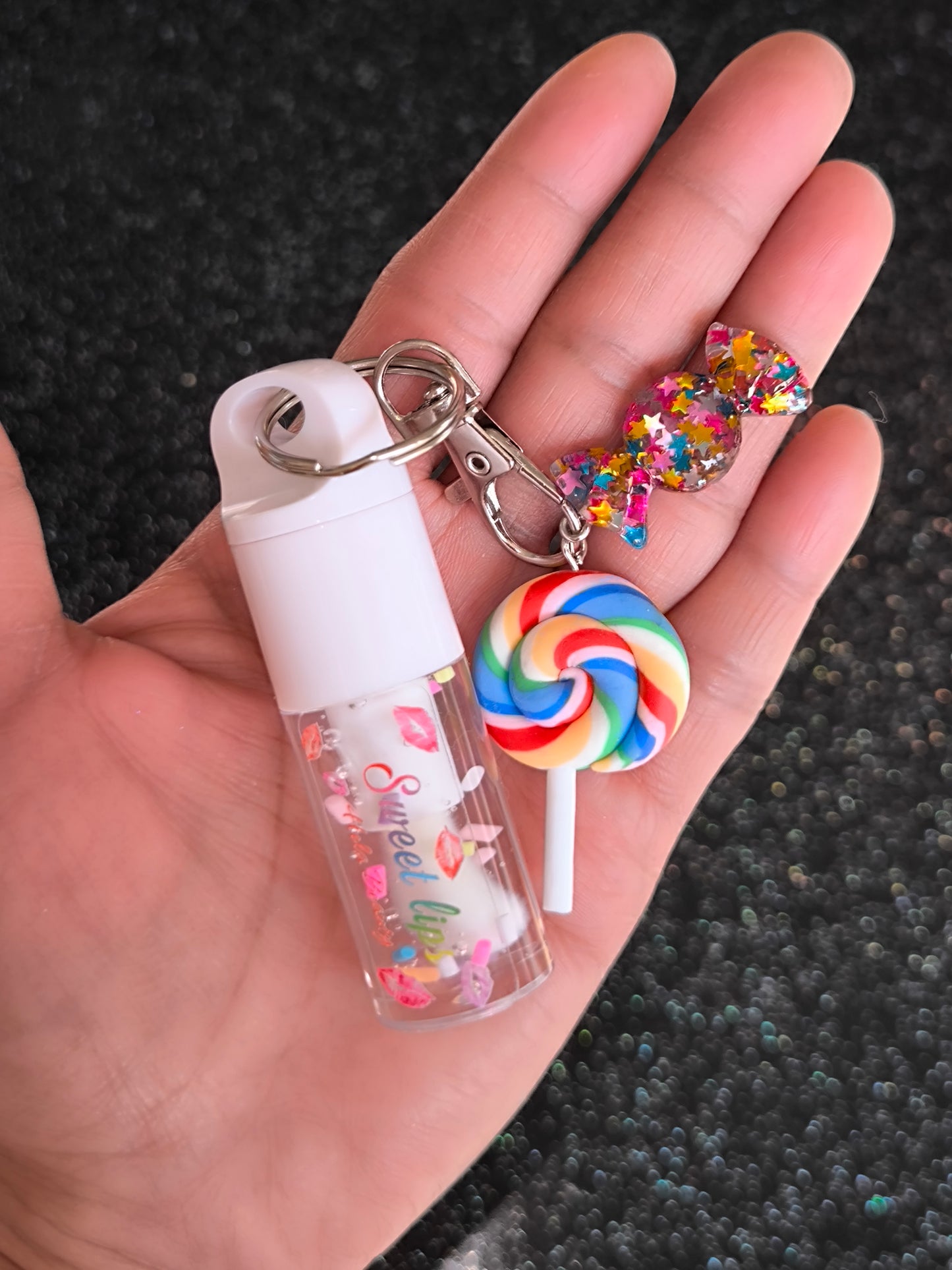 PORTE CLÉ GLOSS CONFETTIS SUCETTE