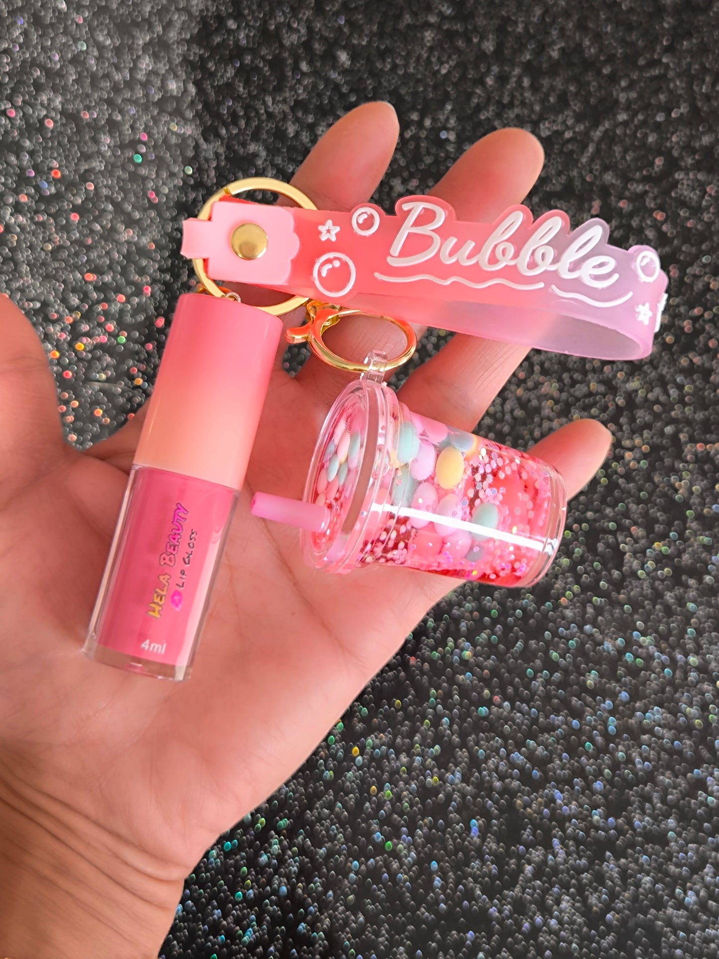 PORTE CLÉ GLOSS DUO PINK BUBBLES - HELA BEAUTY