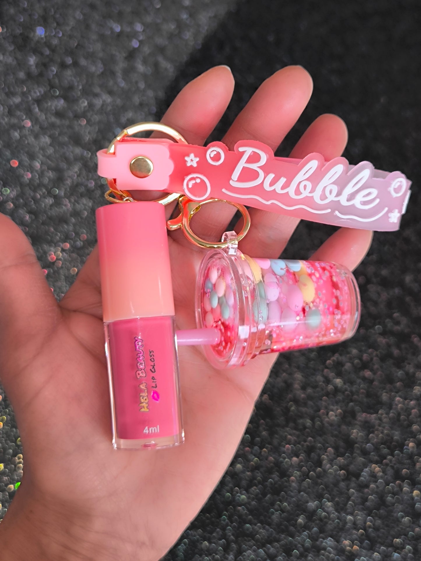 PORTE CLÉ GLOSS DUO PINK BUBBLES - HELA BEAUTY
