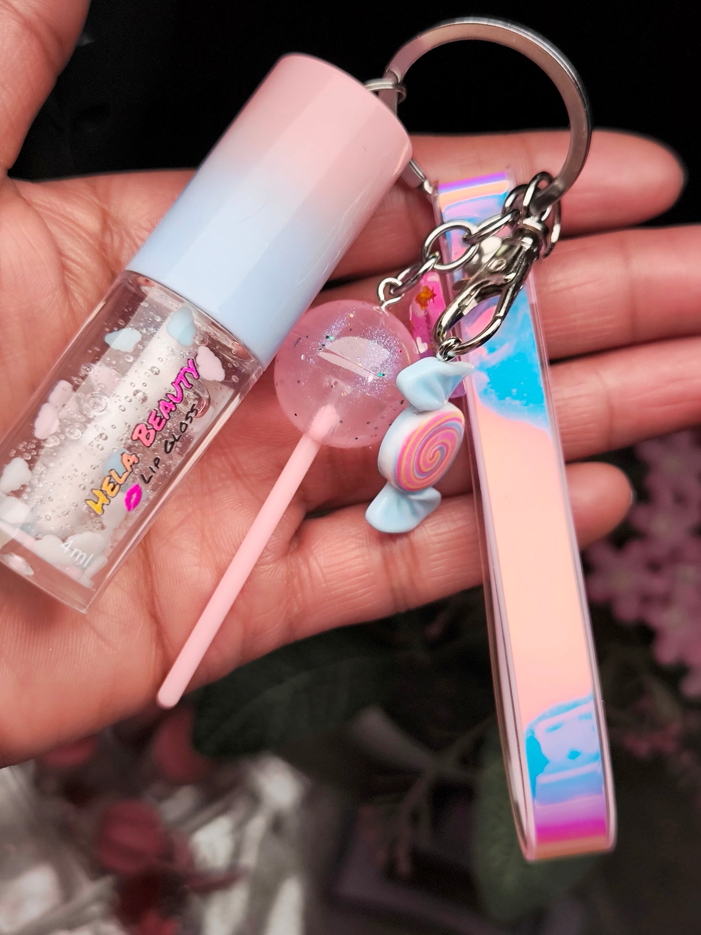 PORTE CLÉ GLOSS PINK & BLUE (2) - HELA BEAUTY