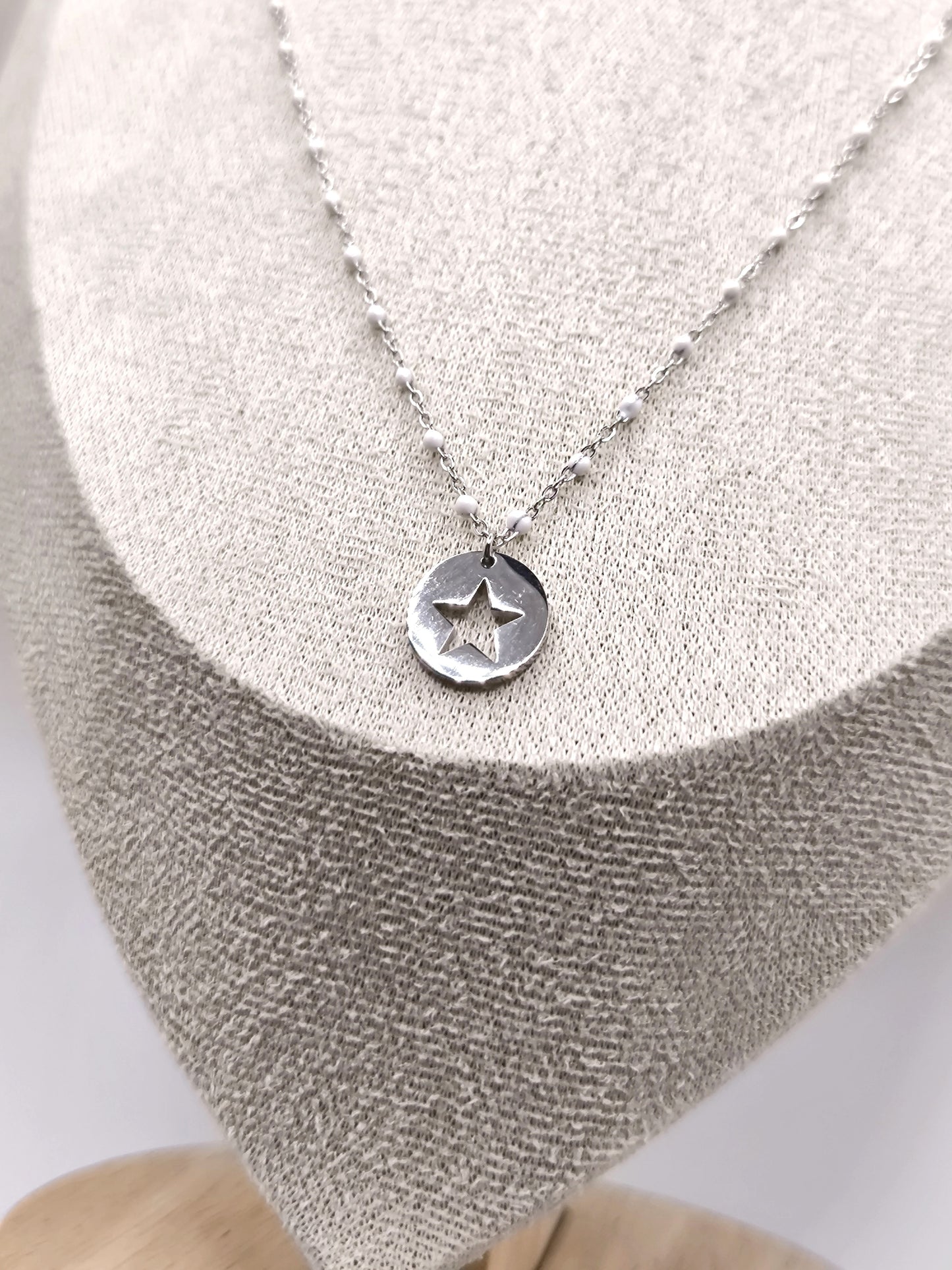 COLLIER PERLA STAR WHITE SILVER
