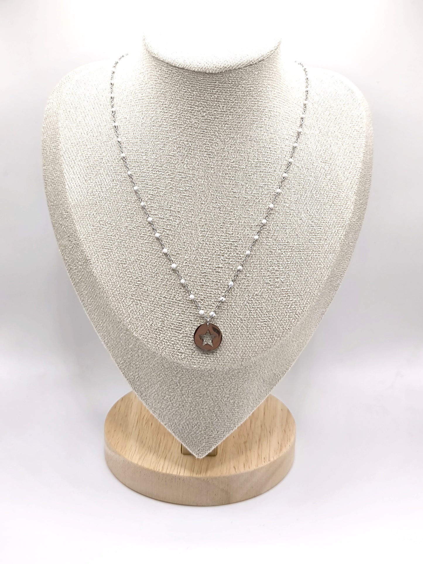 COLLIER PERLA STAR WHITE SILVER