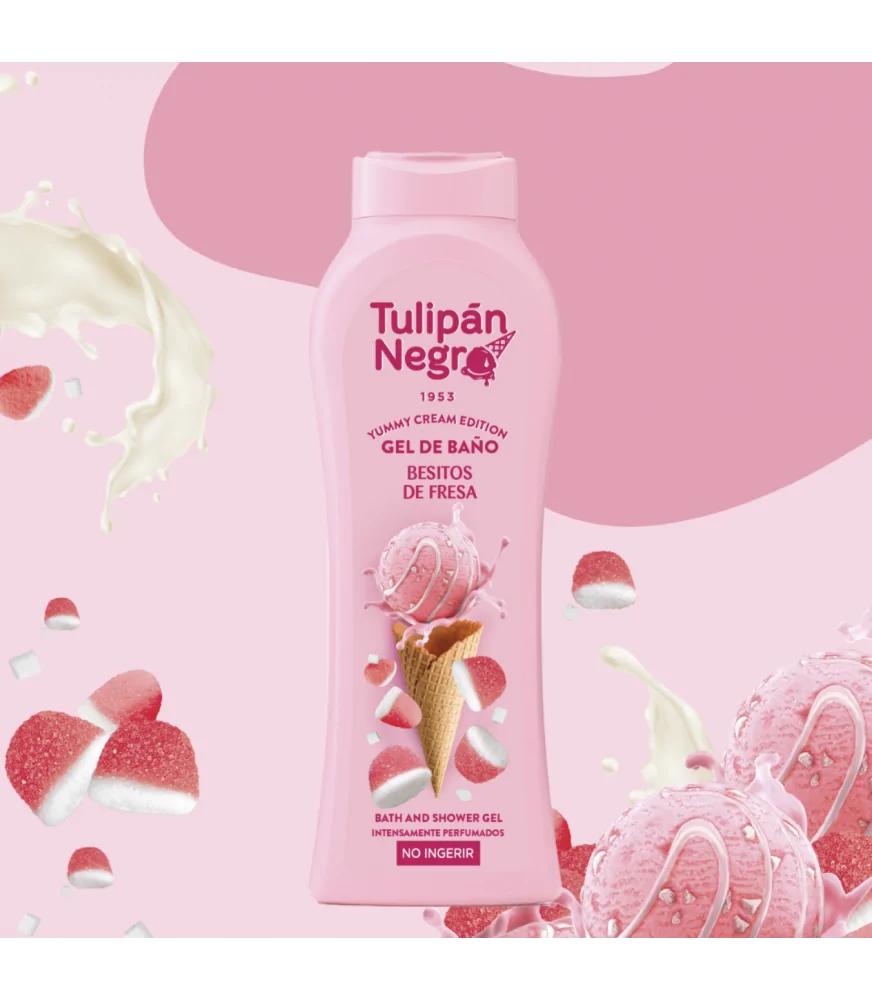 GEL DOUCHE TULIPAN NEGRO YUMMY CRÈME GLACÉ BONBON FRAISE 650ML