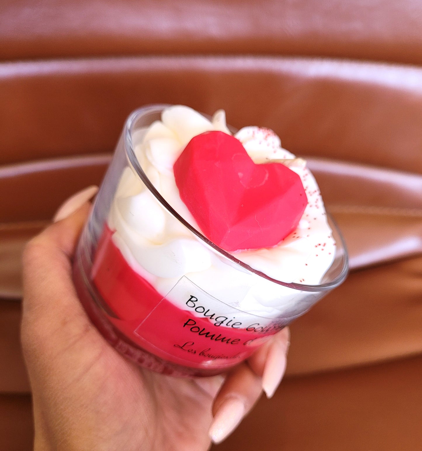 Bougie gourmande Pomme d'amour rouge