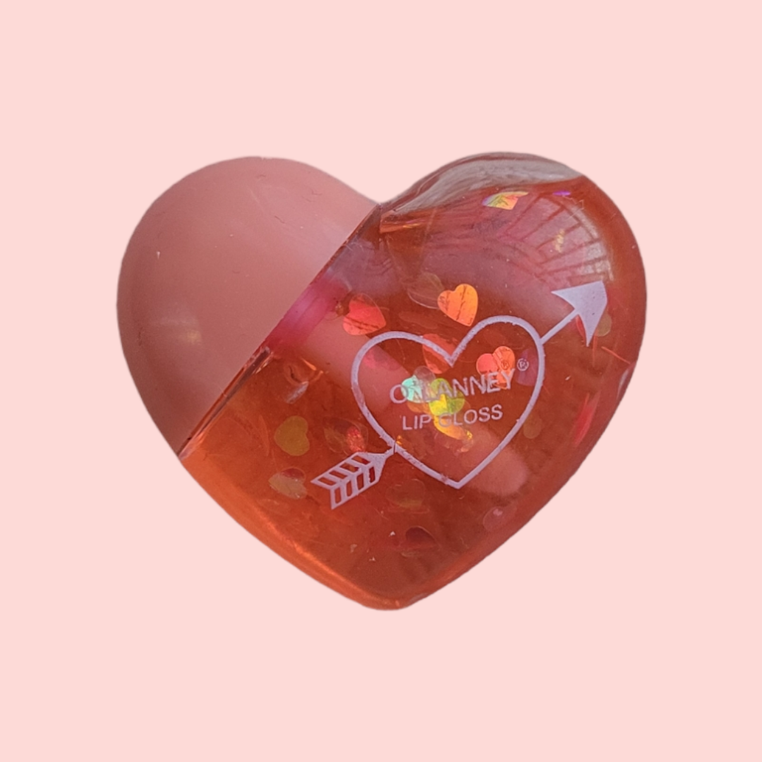Huile à lèvres coeur pailletées