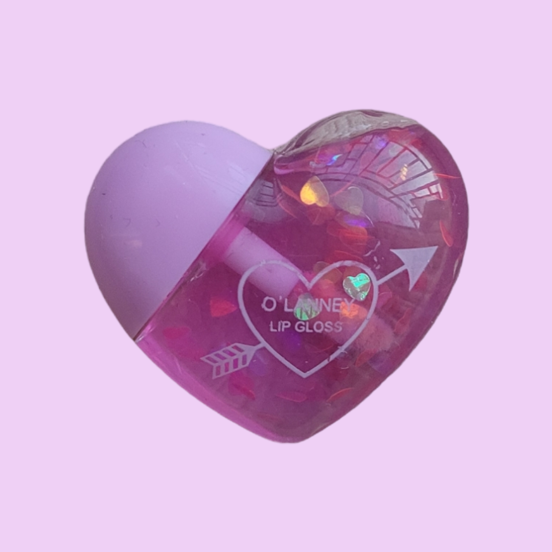Huile à lèvres coeur pailletées