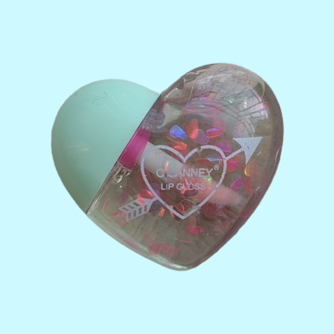 Huile à lèvres coeur pailletées