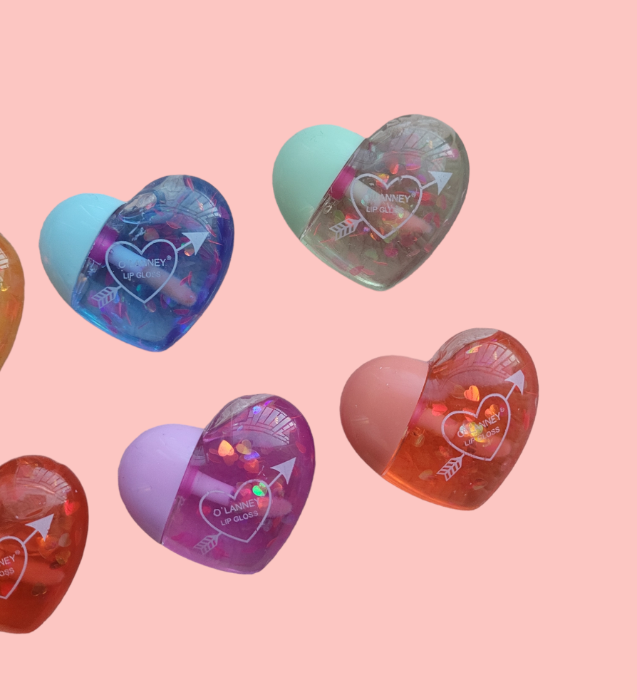 Huile à lèvres coeur pailletées