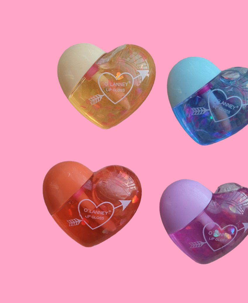 Huile à lèvres coeur pailletées