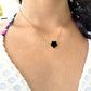 DUO COLLIER + BOUCLES TREFLE NOIR