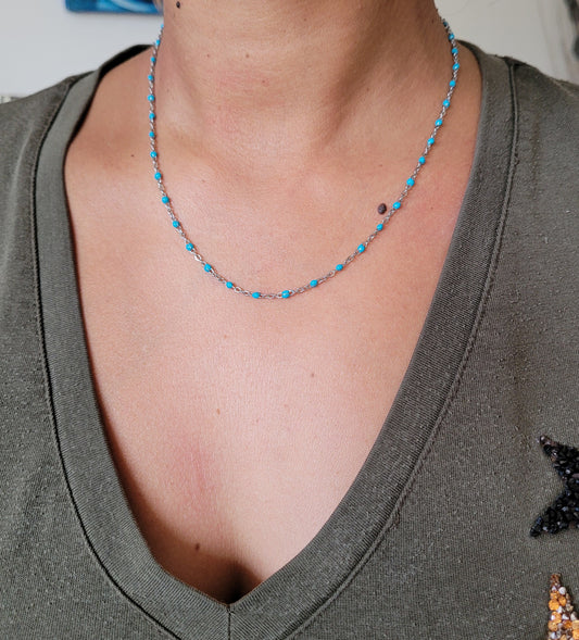 COLLIER PERLA TURQUOISE SILVER