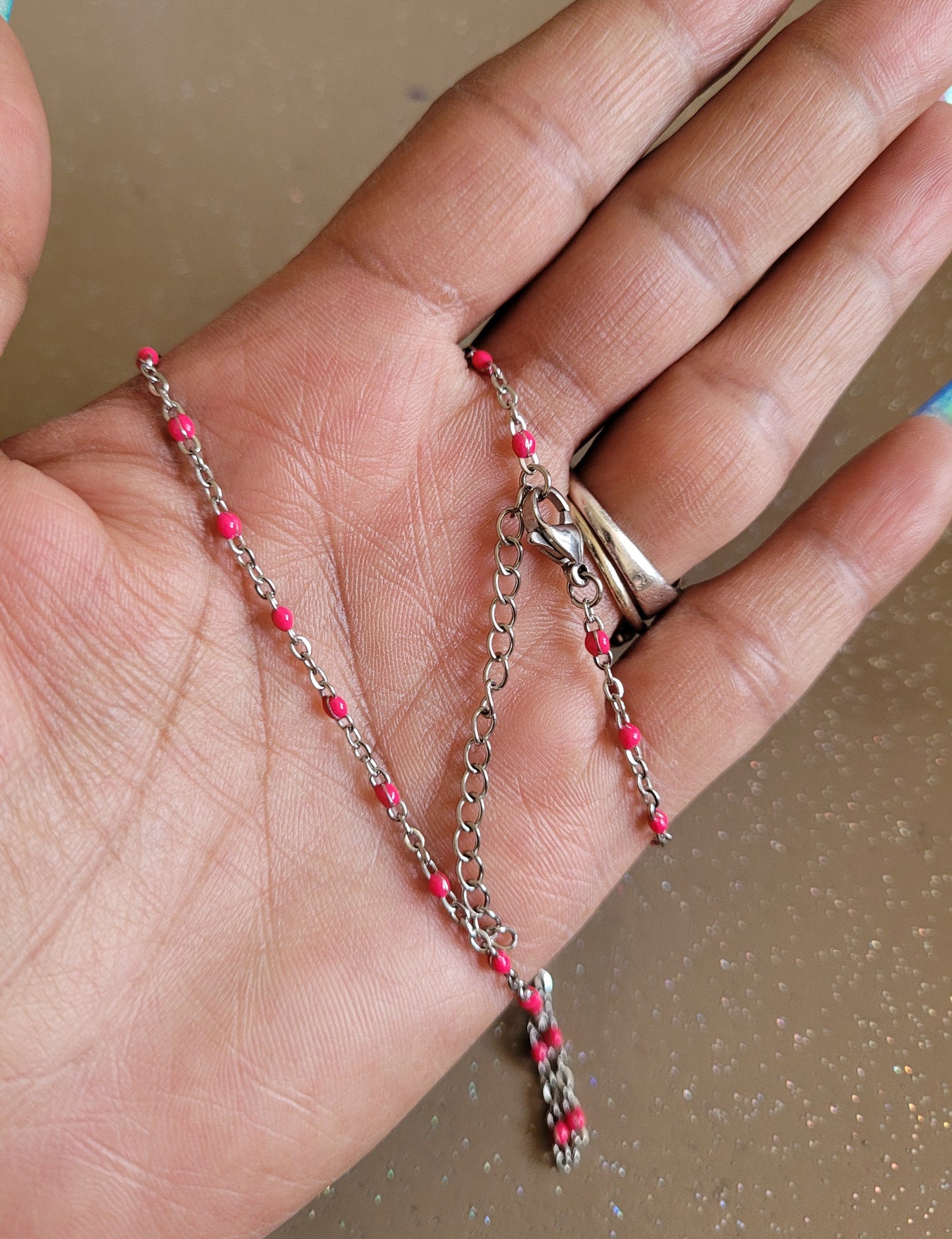 COLLIER PERLA FUSHIA SILVER