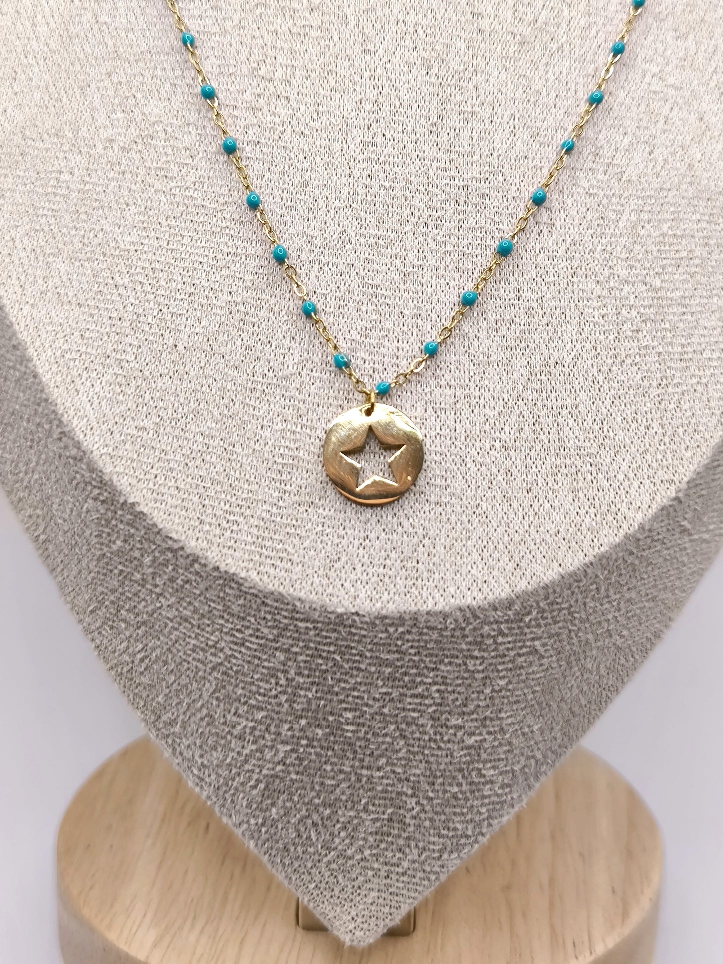 COLLIER PERLA STAR GOLD TURQUOISE