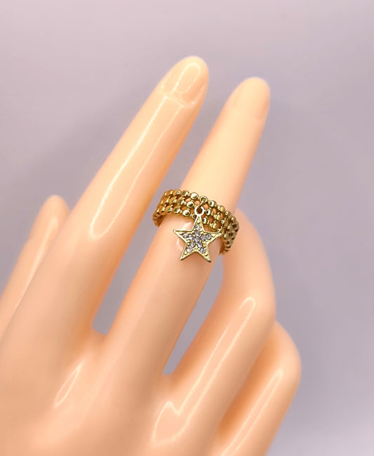 BAGUE ETOILE STRASS GOLD