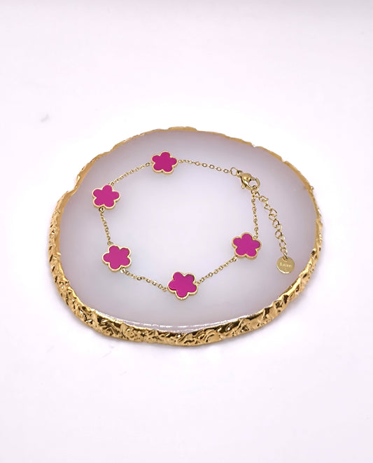 BRACELET TREFLE FUSHIA