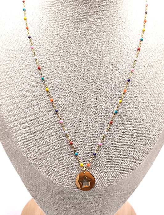 COLLIER PERLA STAR GOLD MULTICOLORE