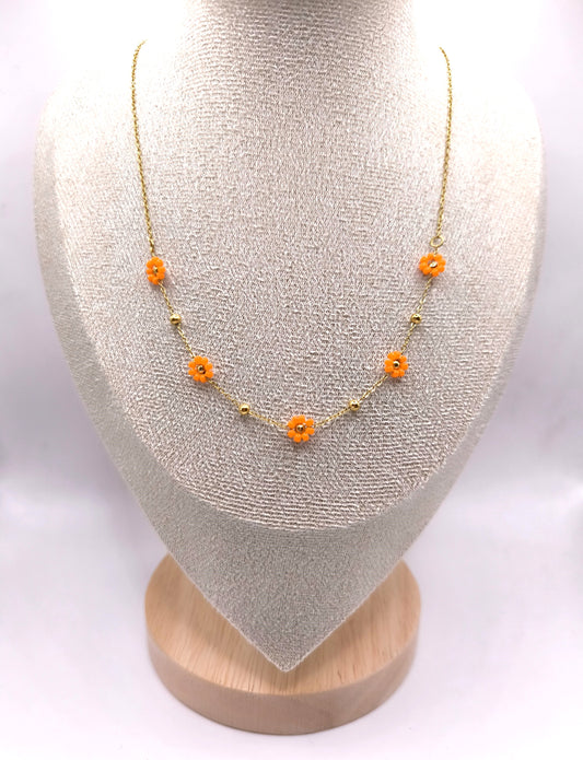 COLLIER FLOWER ORANGE